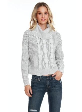 BOBI BLACK Cozy Cotton STAT Turtleneck Waist Crop Sweater