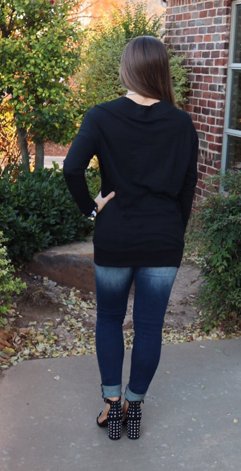 BOBI Slub Jersey JUDGEMENT DAY V-Neck RibKnit Trim Tunic Top