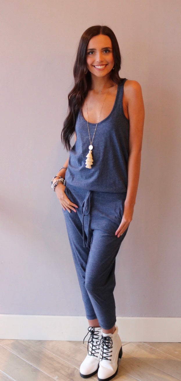 *BOBI Supreme Jersey HEADLINE Racerback Jumpsuit Pant Romper