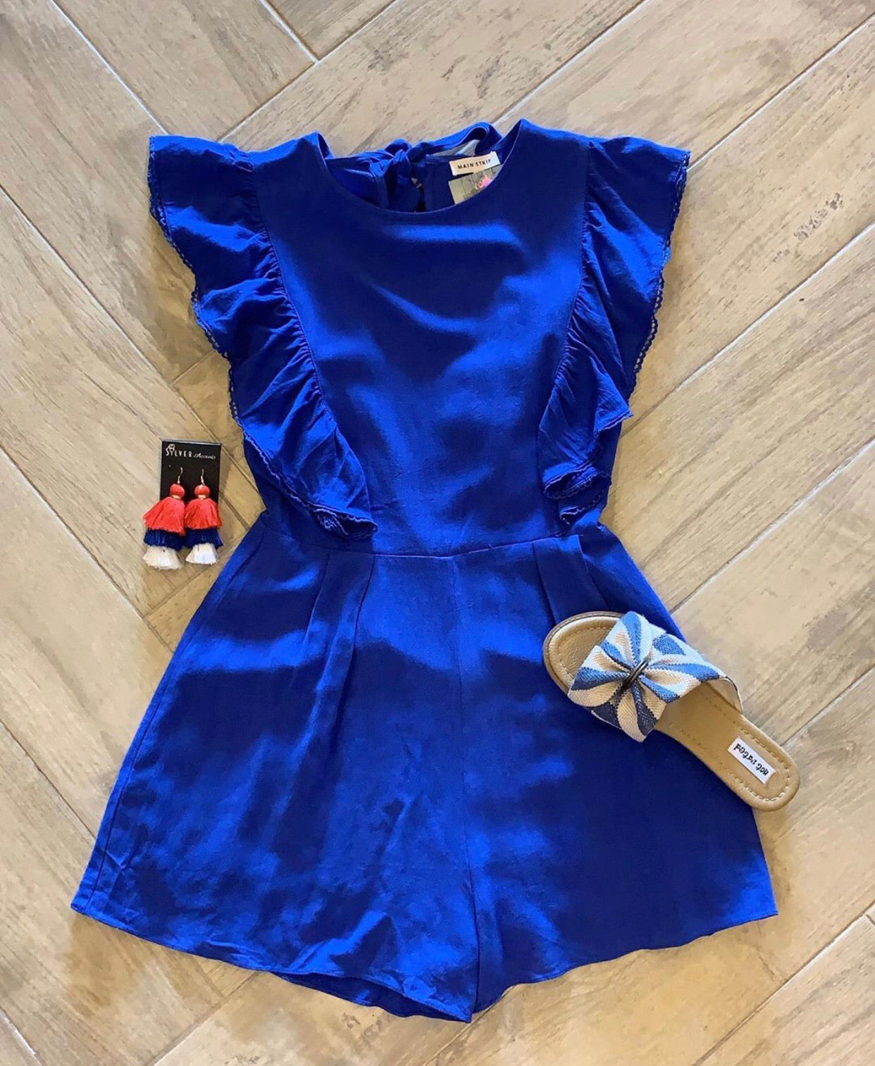 FLOURISH RuffleShoulder Woven Short Romper