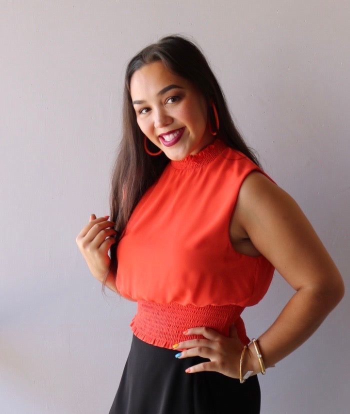 She&Sky RESPECT Sleeveless Mock Neck SmockBottom Top