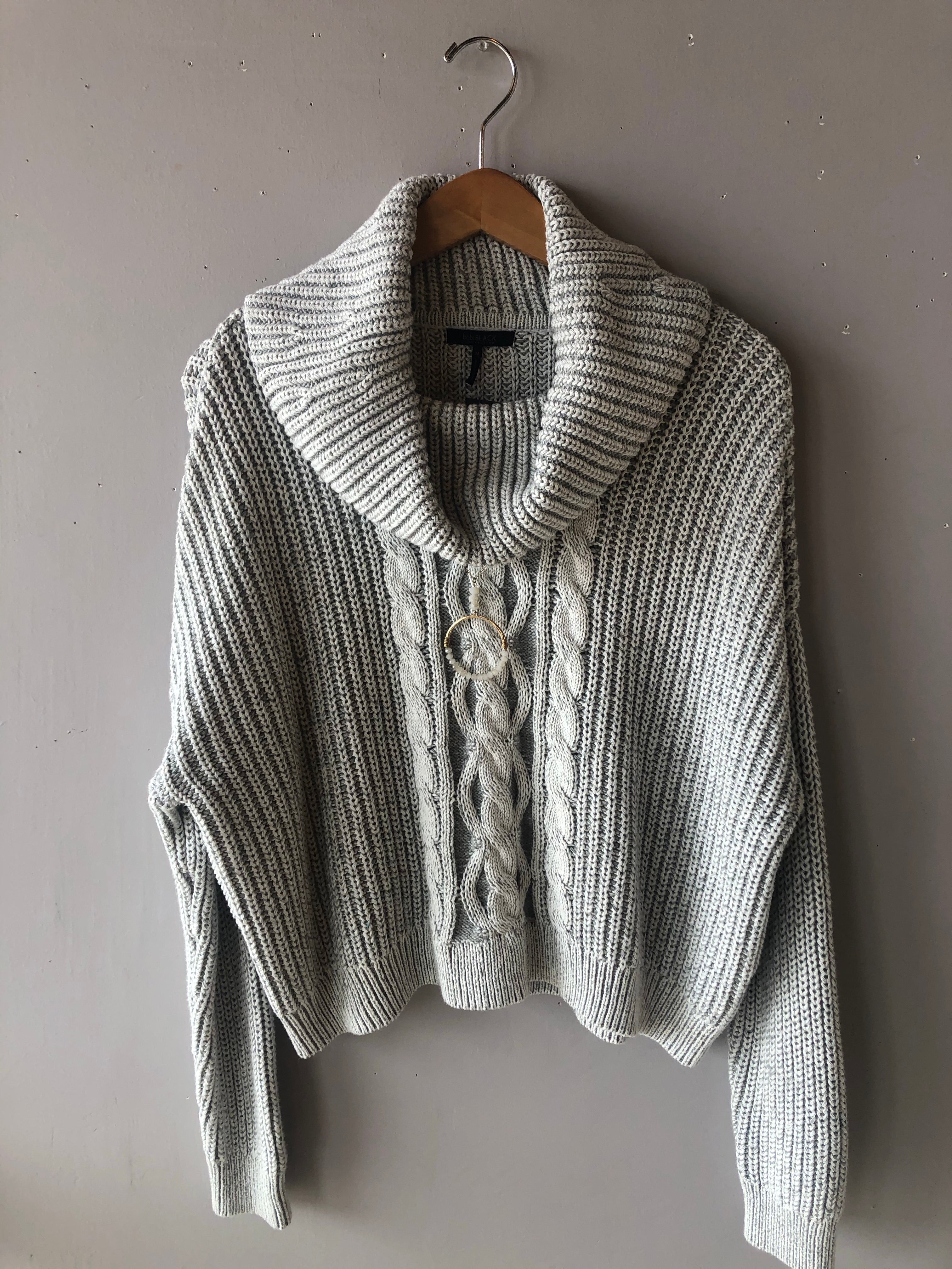 BOBI BLACK Cozy Cotton STAT Turtleneck Waist Crop Sweater