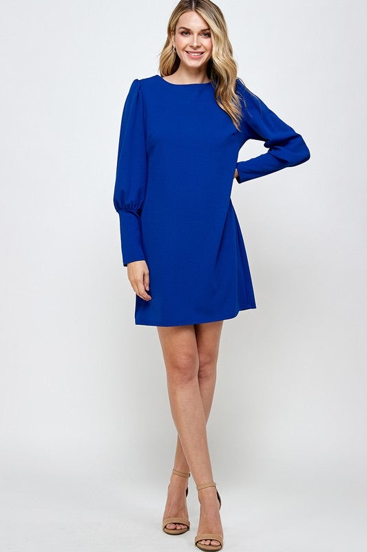 NISSA PuffSleeve Crepe Shift Dress