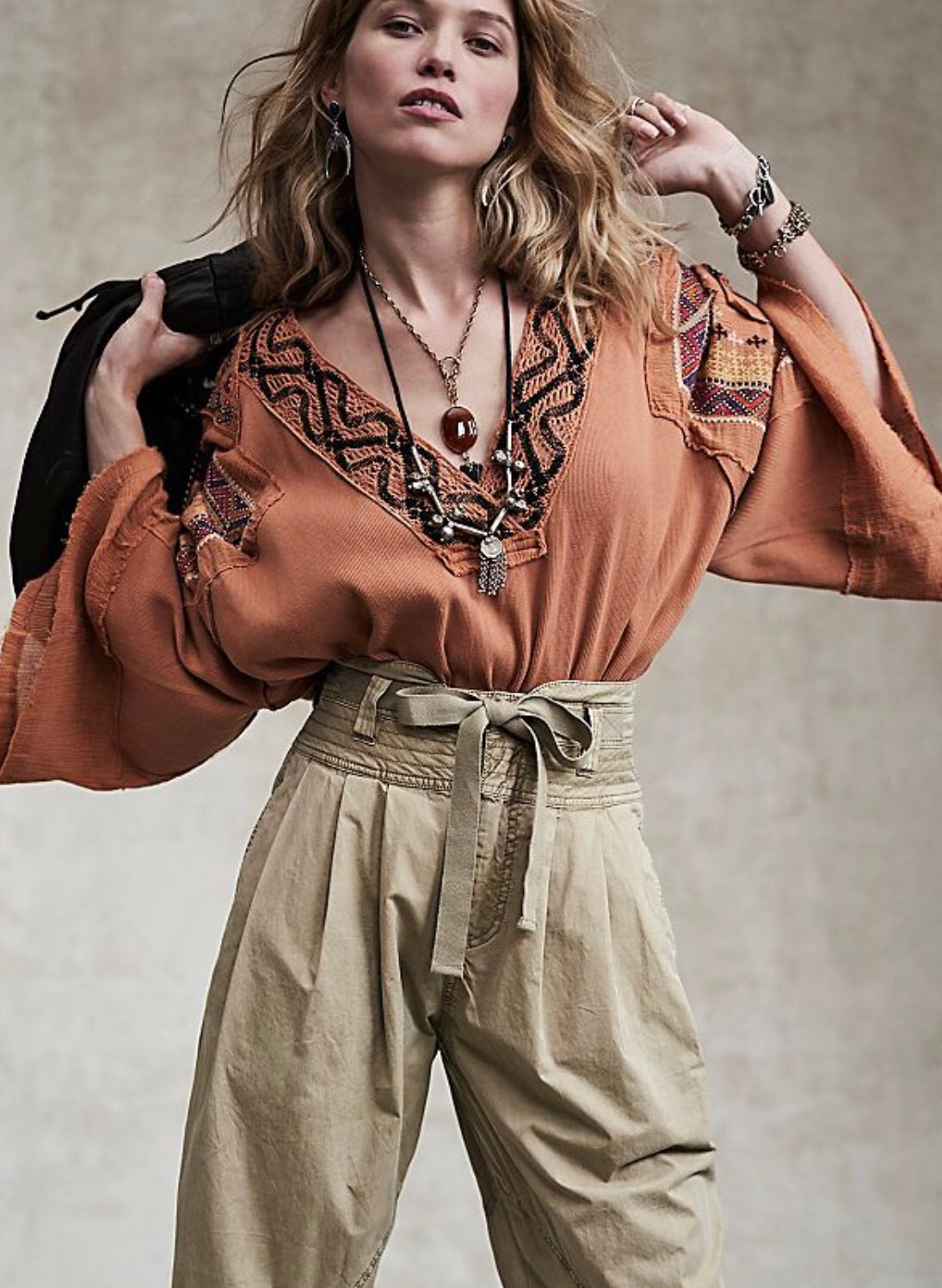FREE PEOPLE Crochet V-Neck CROSS COUNTRY Top