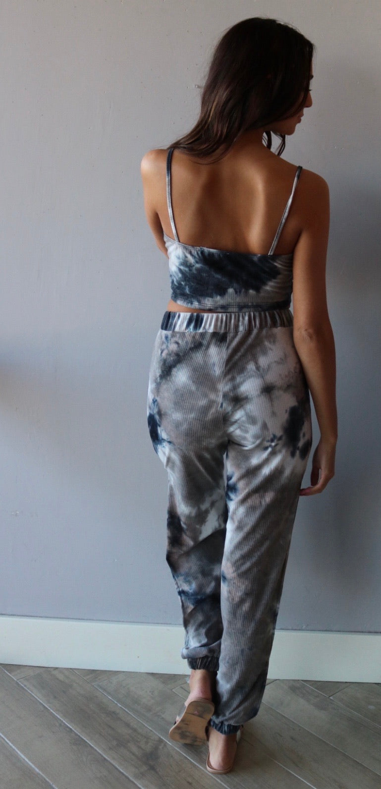 HYPE 2 Piece TieDye Crop Cami/Jogger RibKnit Set