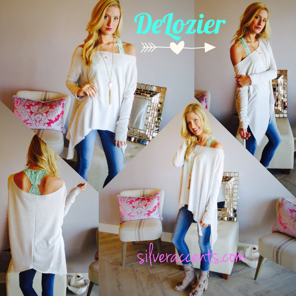 DELOZIER Super Soft Terry Asymmetric Tunic Top