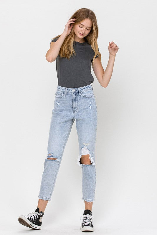 VERVET Distressed ERIKA Stretch Mom Jean