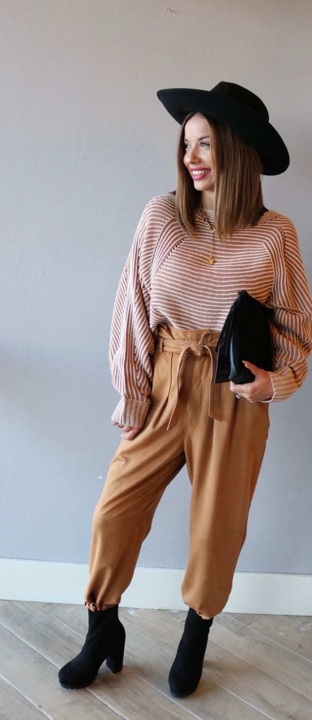 FREE PEOPLE VeganSuede NIGHTFALL PaperBag TieWaist Pant