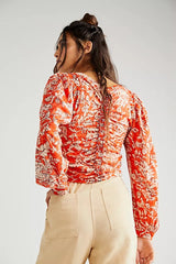 FREE PEOPLE Floral SAY THE WORD Ruched Top