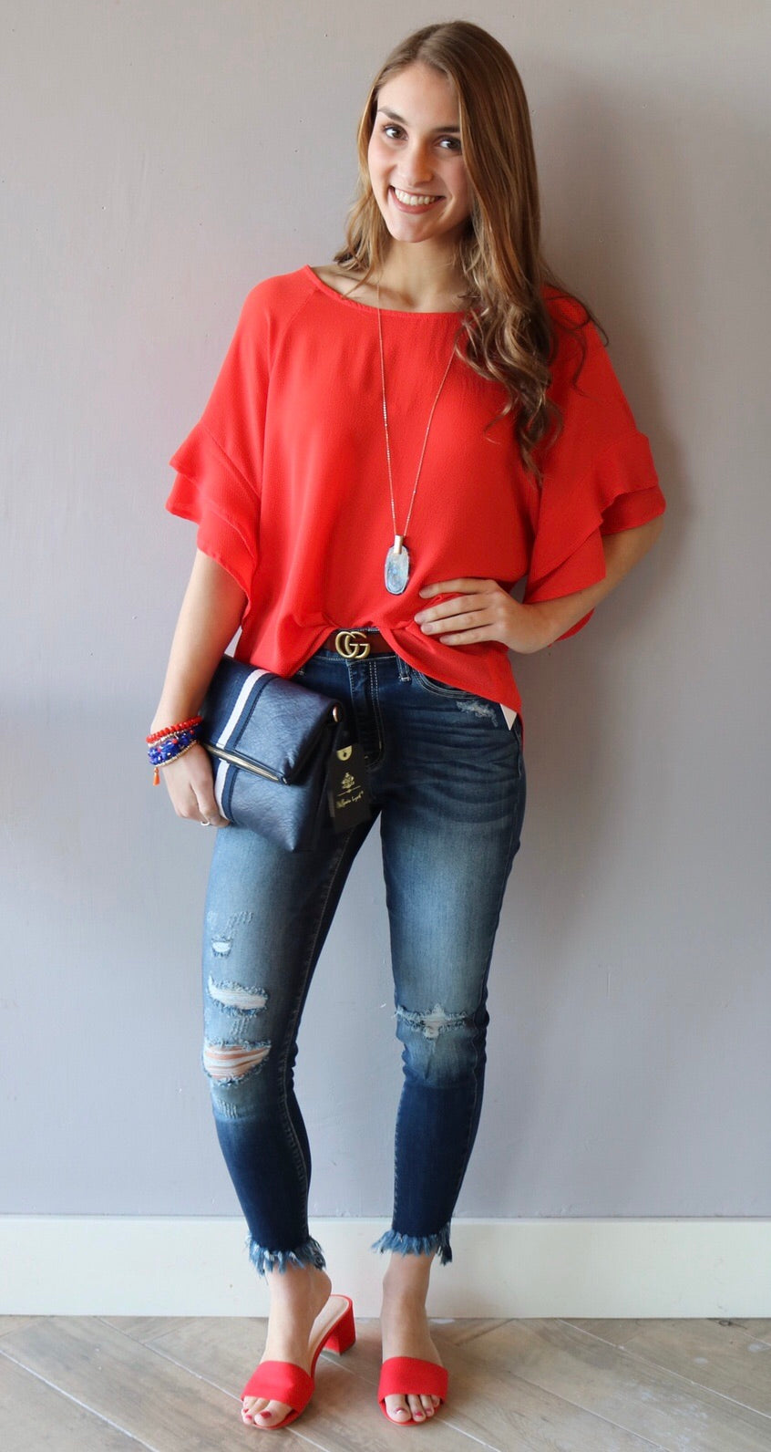 ANGELIC Layered RuffleSleeve ScoopNeck Top