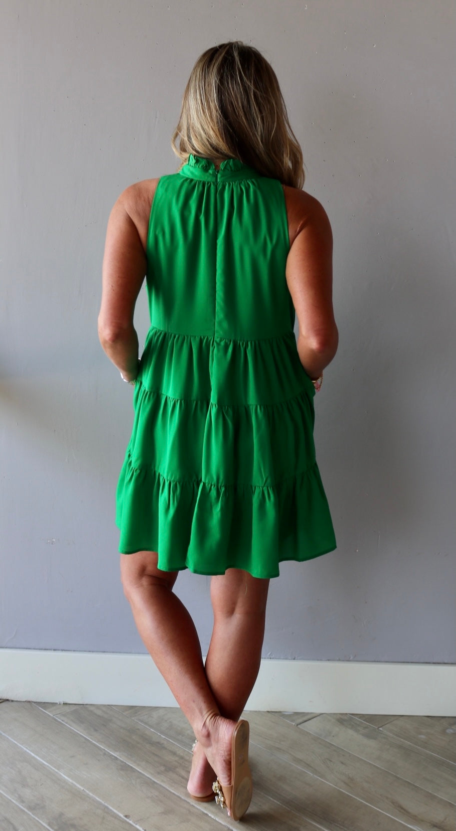 ROYAL HiNeck MutiTier Ruffle Dress