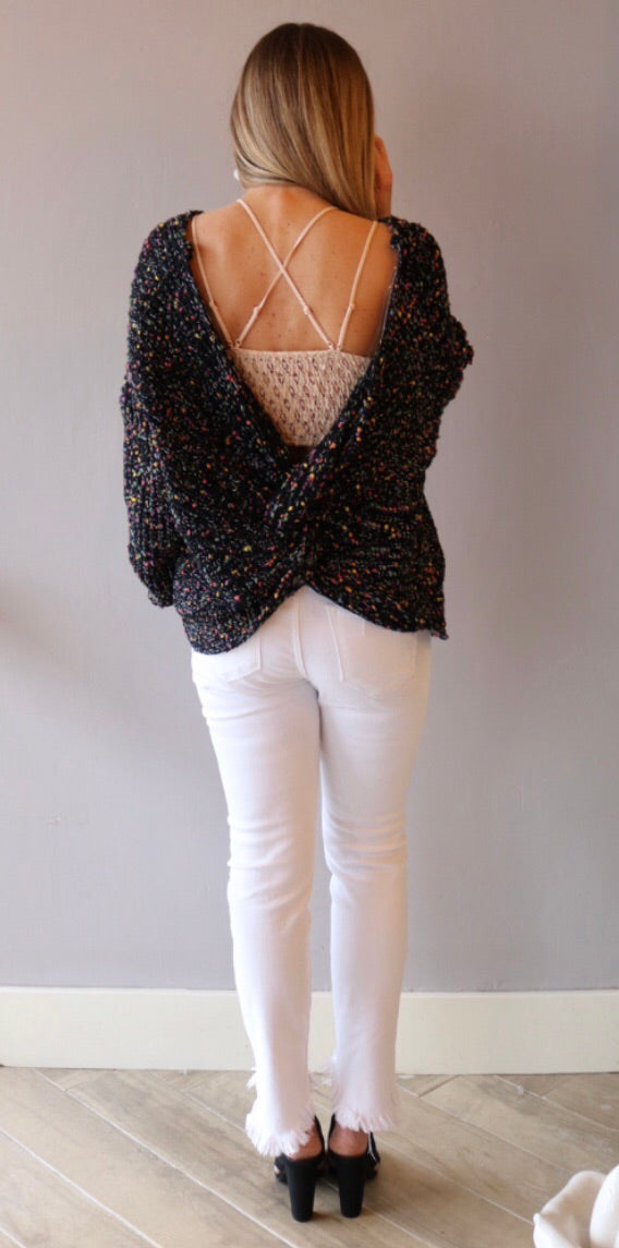 CONFECTION Multi Polka Dot Reversible Twist Sweater Top