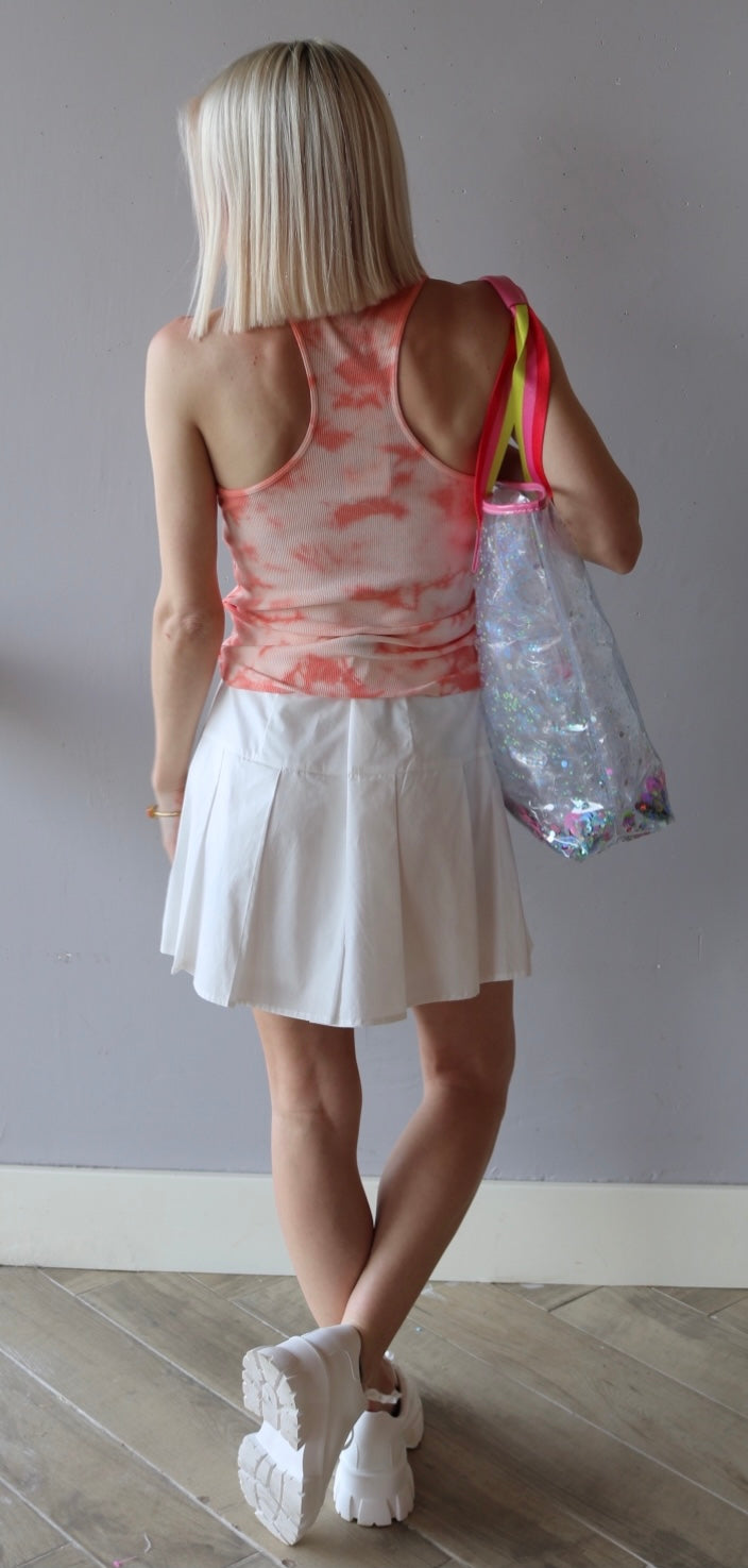 *BOBI Tie-Dye BENTLEY Ribbed Gathered-String Tank