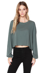 BOBI Modal Rib VOW Full Sleeve Crop Top