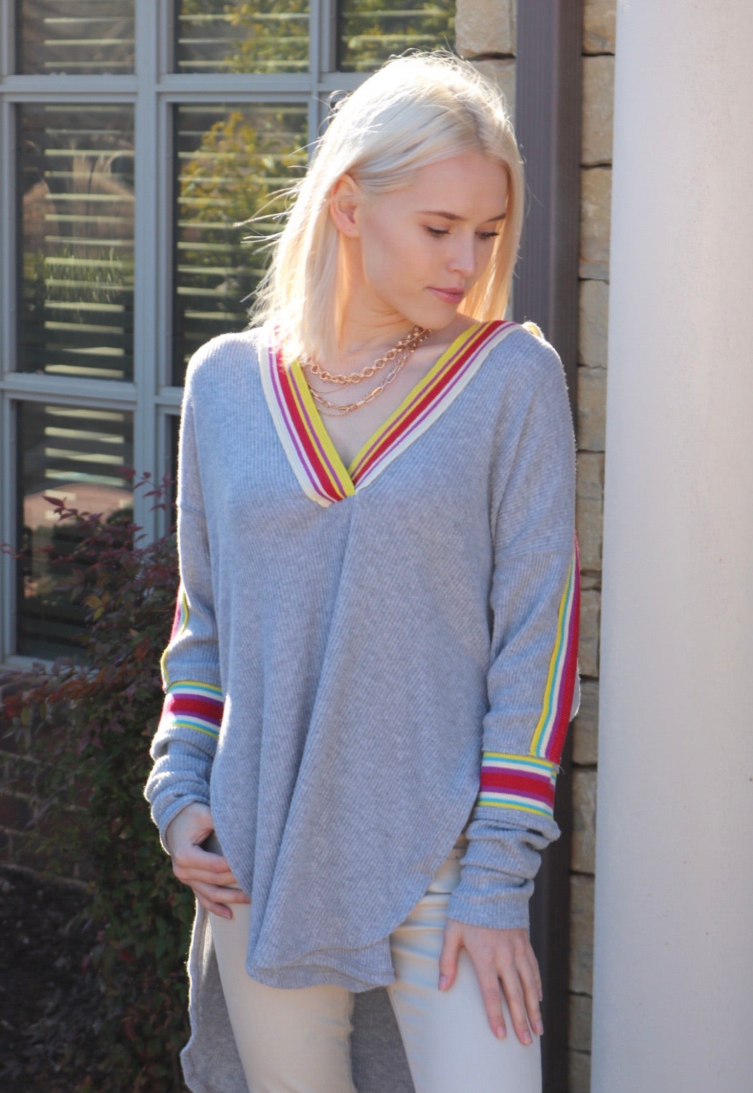 FREE PEOPLE RibKnit FEELING MAGICAL SWIT V-Neck Top