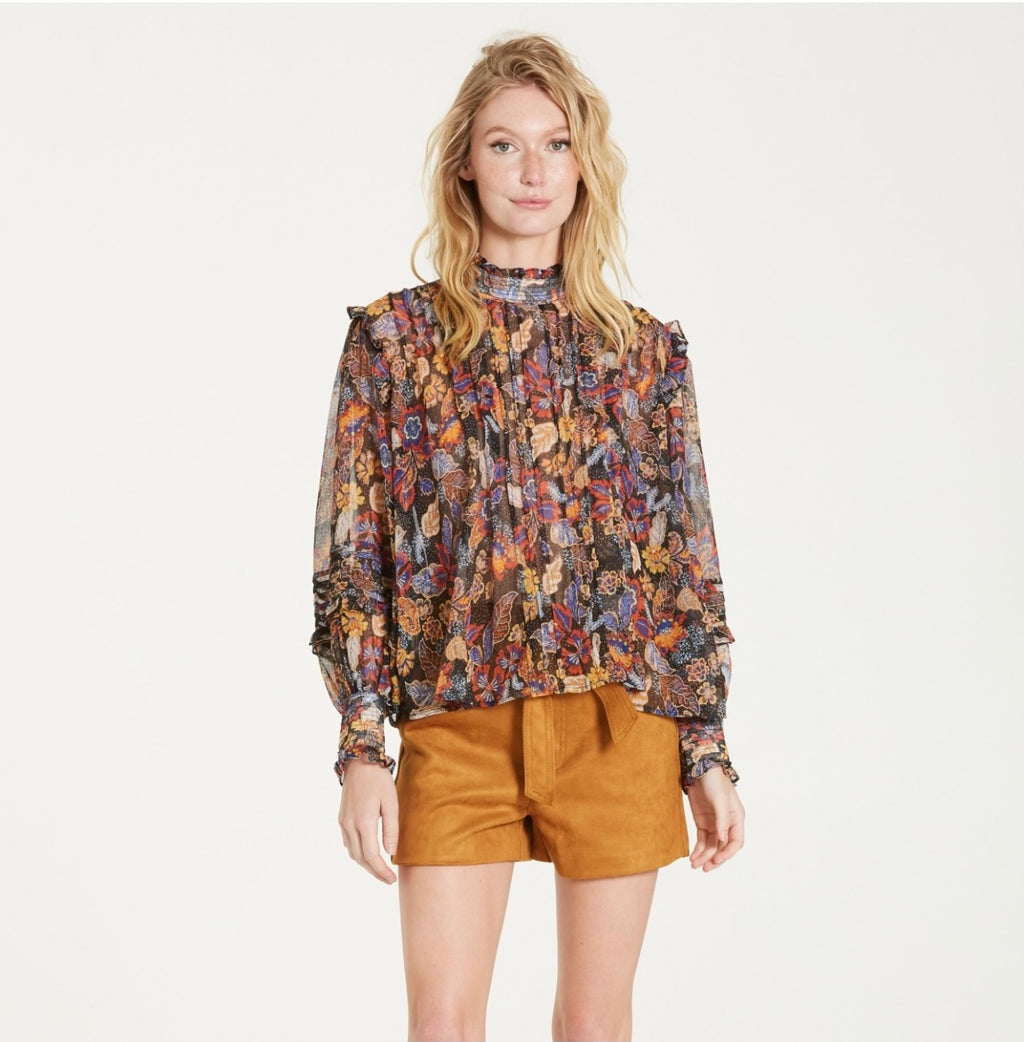 DEAR JOHN Ruffle EVERLEIGH Hi~Neck Print