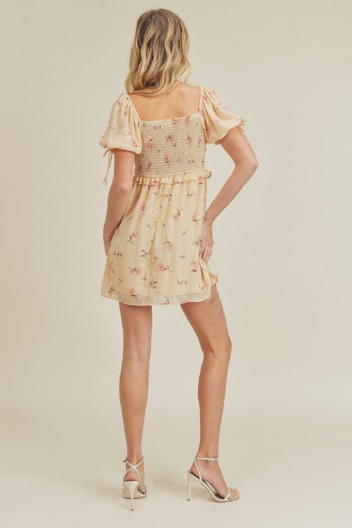 LUSH* SwissDot SINCERE Floral Puff Sleeve Dress