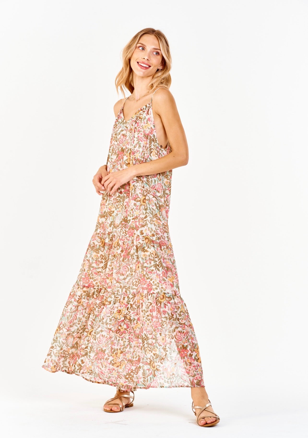 *DEAR JOHN Floral RYO V-Neck Maxi Dress