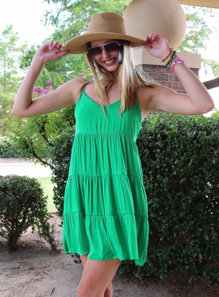 PROSPERITY Tiered CamiStrap Flare Midi Dress