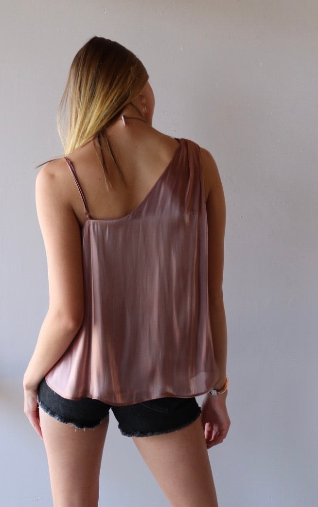 FREE PEOPLE Metallic SHIMMY SHIMMY OneShoulder Cami Top