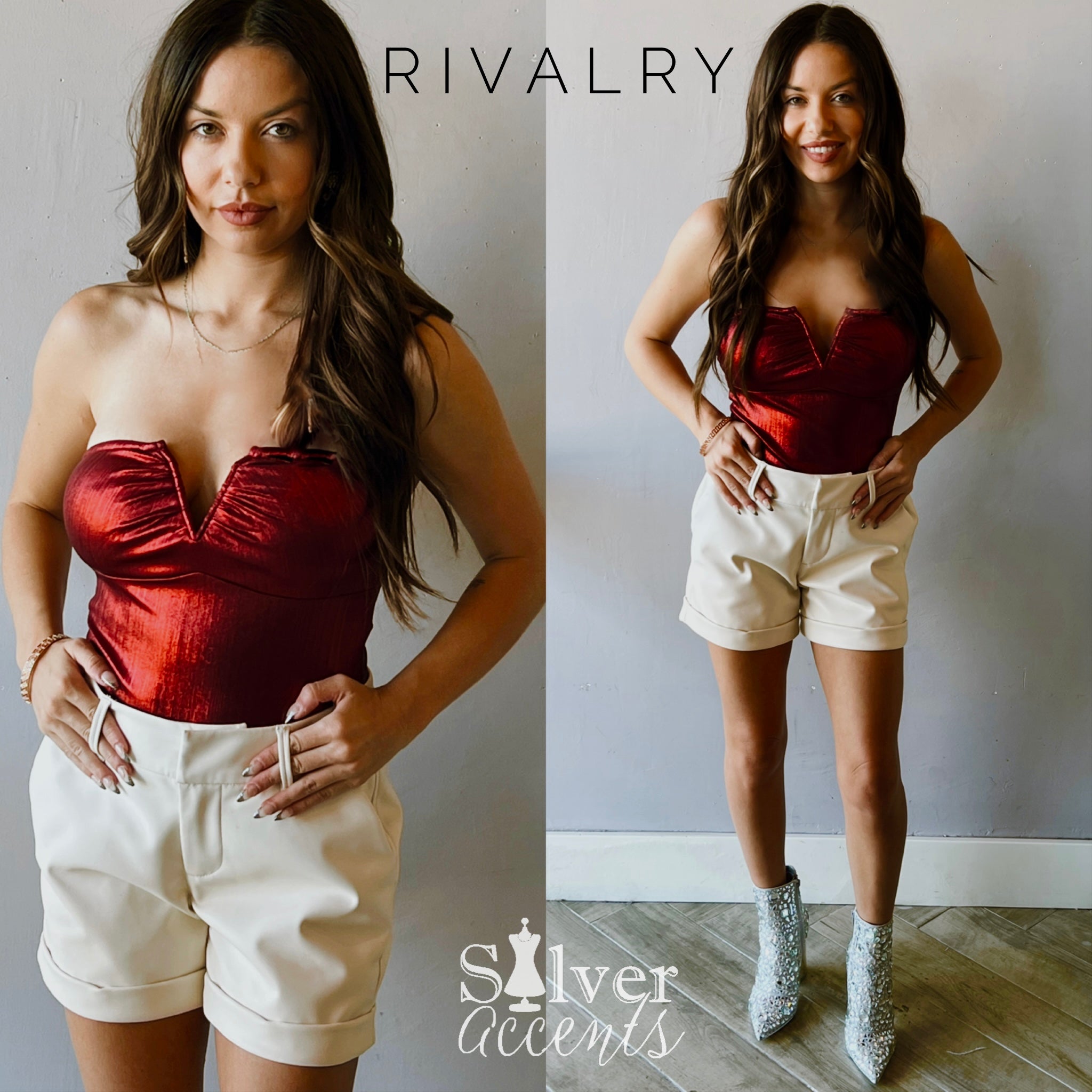 Cloud Ten RIVALRY Strapless Metallic Bodysuit