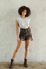 KANCAN Camo BATTLE High Rise Belted Short