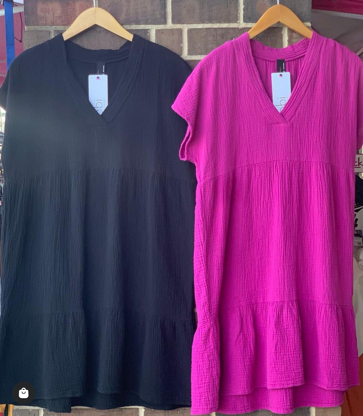 BOBI Gauze BREWSTER Tiered Short Sleeve Dress