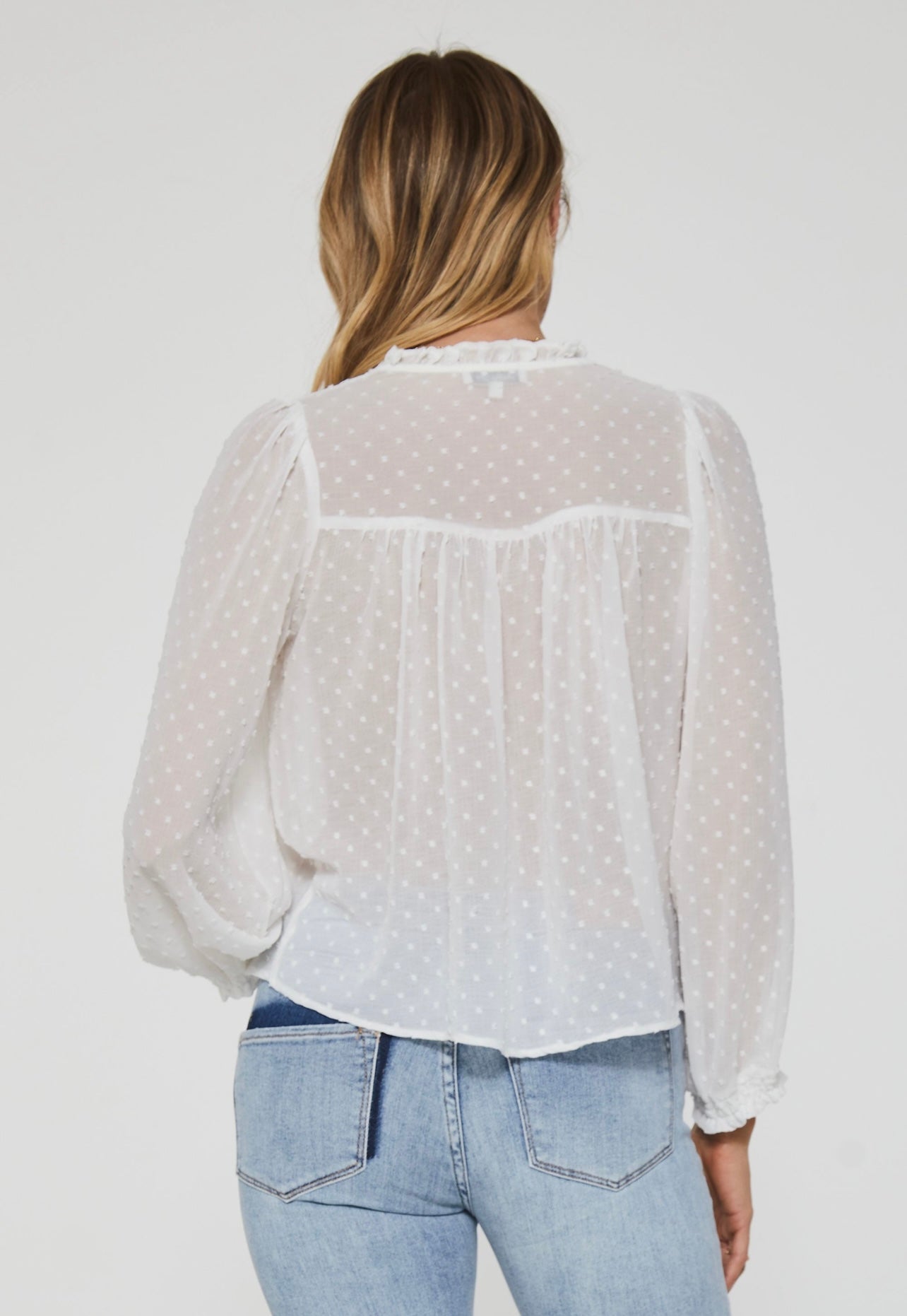 ANOTHER LOVE SwissDot WINSLOW FrontLace Peasant Top