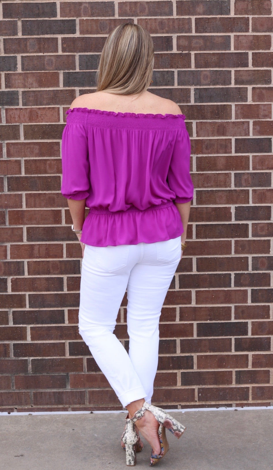 CHAPEL HILL OffShoulder RuffleHem Crepe Top