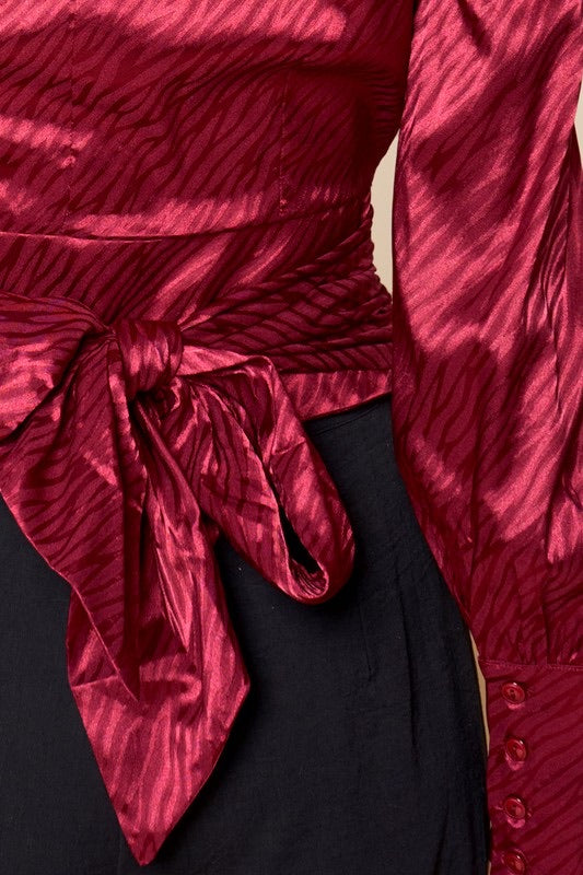 MOJAVE Cut~Out MockNeck Print Tie~Back Top