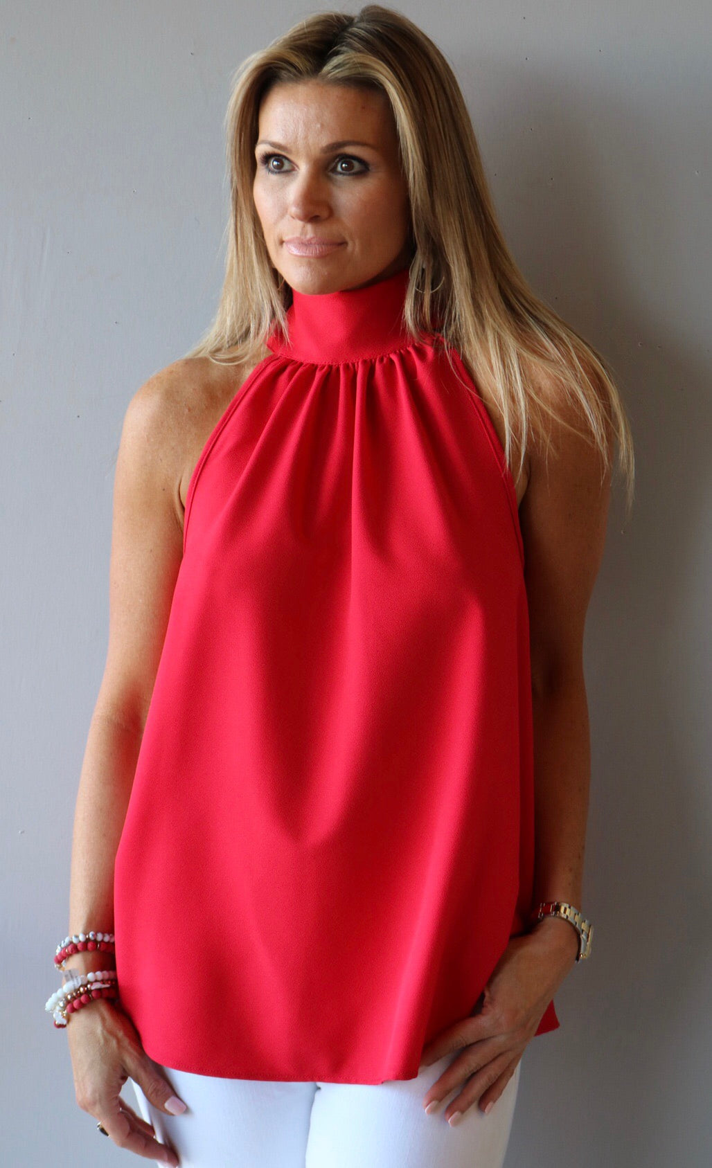 ENCHANTED HiNeck Tie KeyHole Back Tank Top