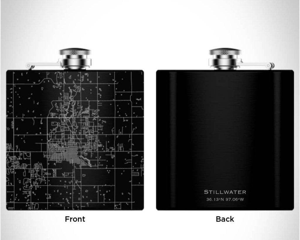 DIRECTIONS Engraved Map Hip Flask w/Funnel