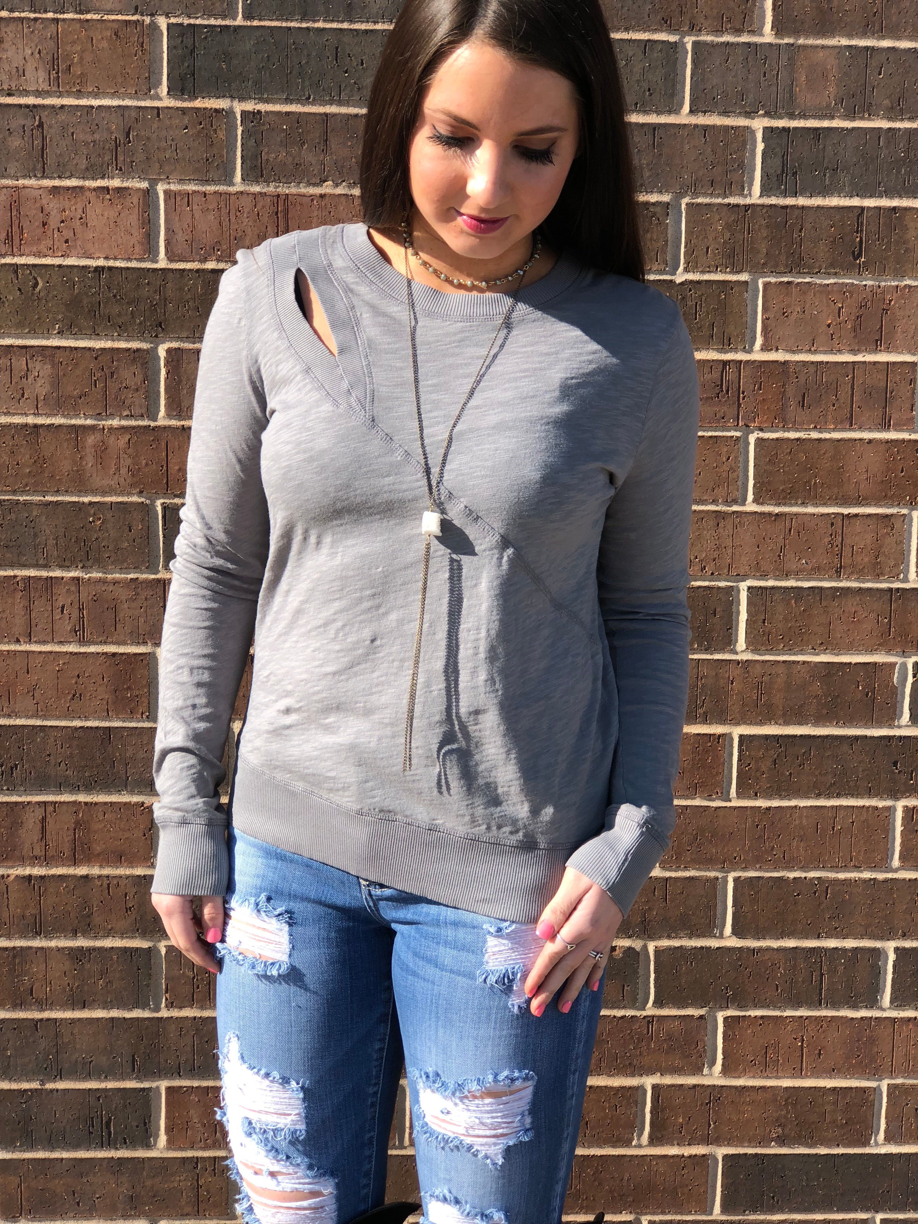 BOBI Slub Jersey VETTED Cutout Pullover Top