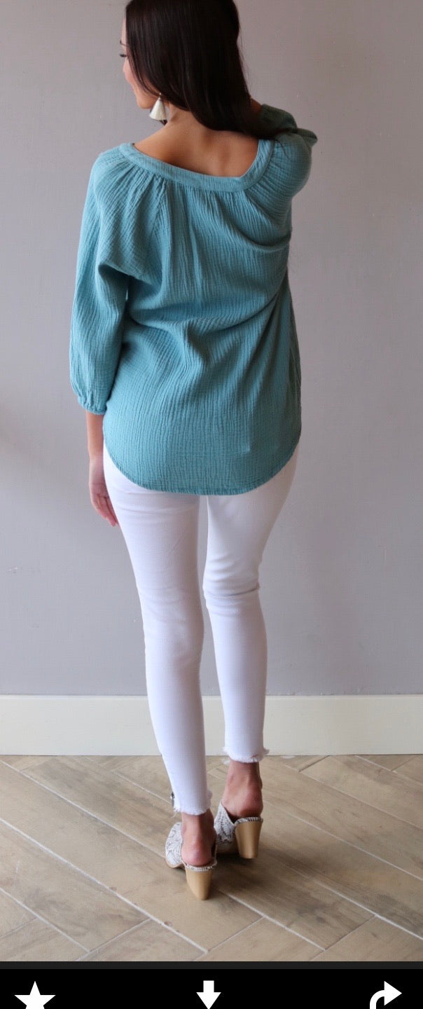 BOBI Beach Gauze HADLEY Raglan ScoopHem Peasant Top