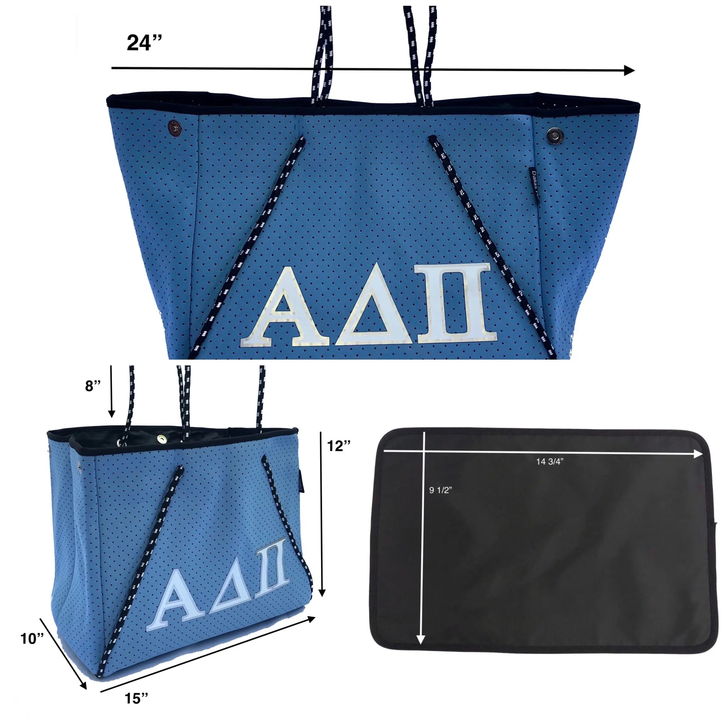 DH Sorority NEVERFULL Neoprene Greek Chic Tote Bag