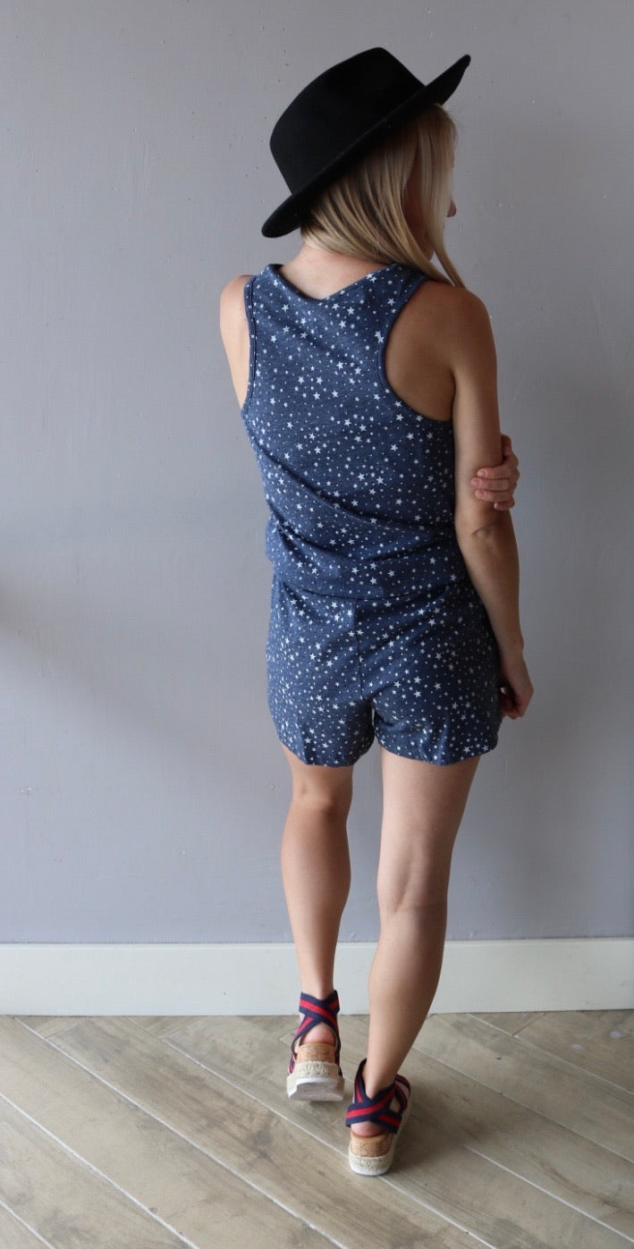 *BOBI Star Print JUSTICE RacerBack Short Romper