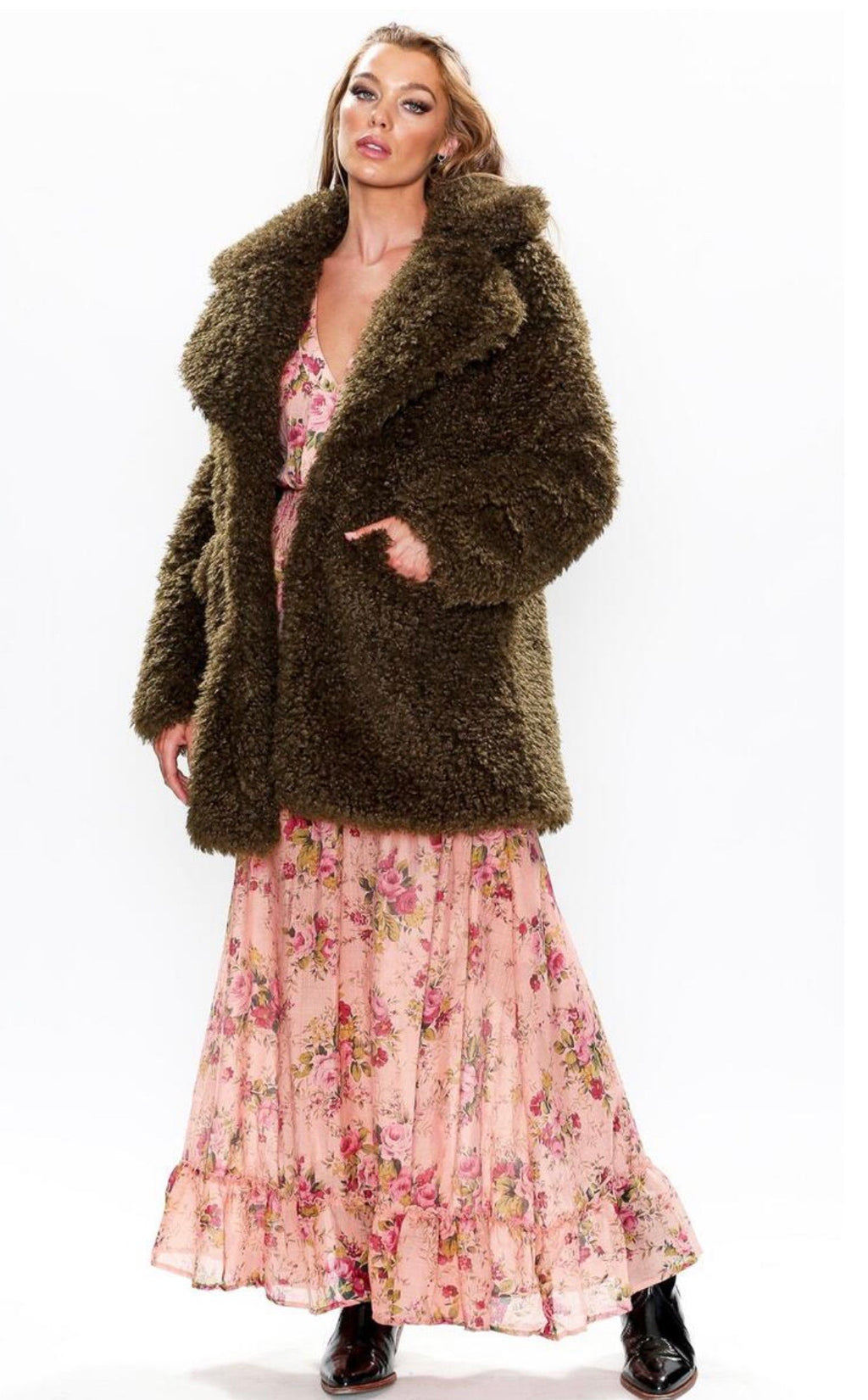 ARATTA Vintage Army FAYRE Faux Fur Coat Jacket