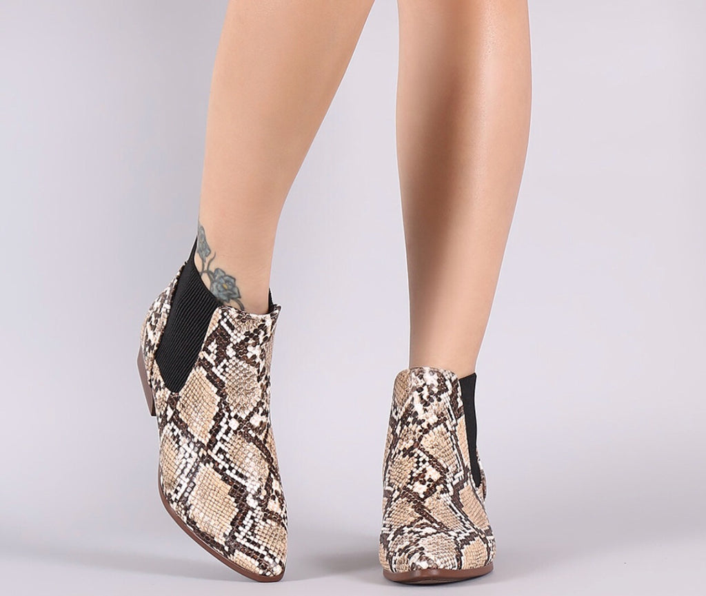 CZAR Python Stretch Pullon Bootie Shoe