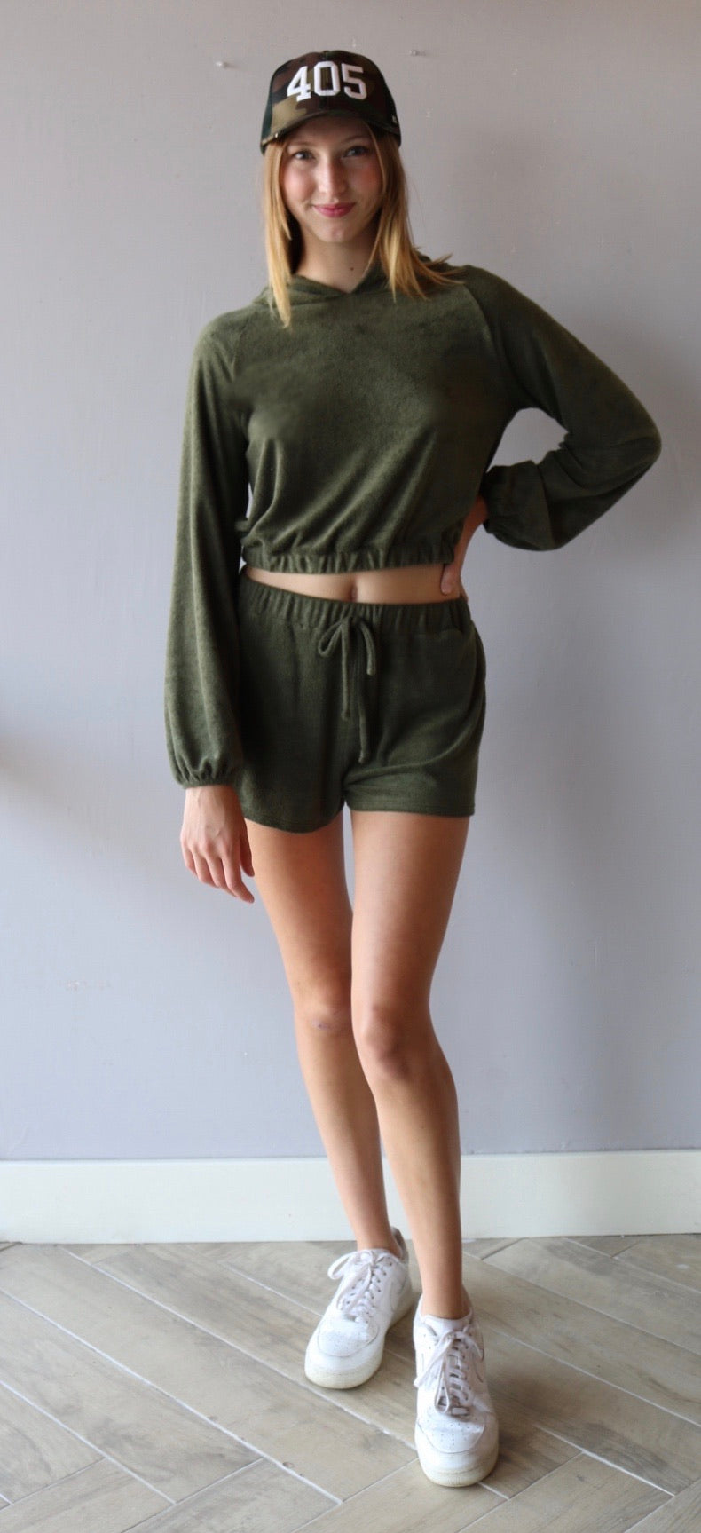 STARK 2pc TerryKnit Cropped Hoodie/Short Set