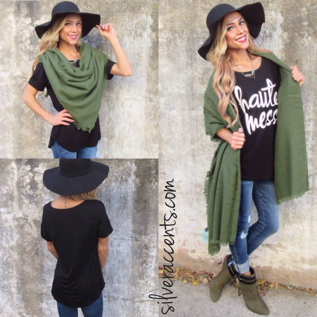 KATE Plaid Blanket Fringe Scarf