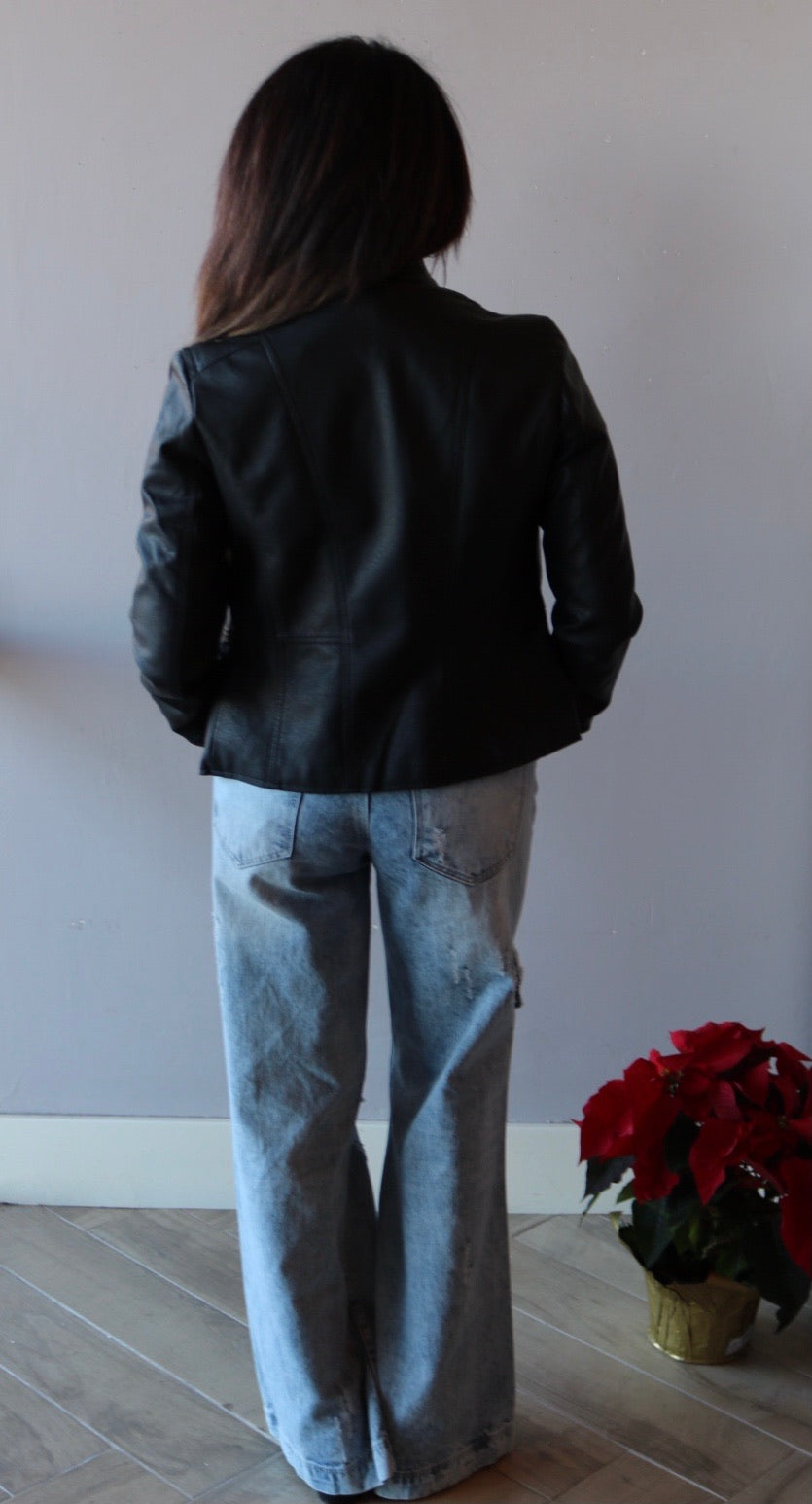 RYDER Vegan Leather Zip Moto Jacket