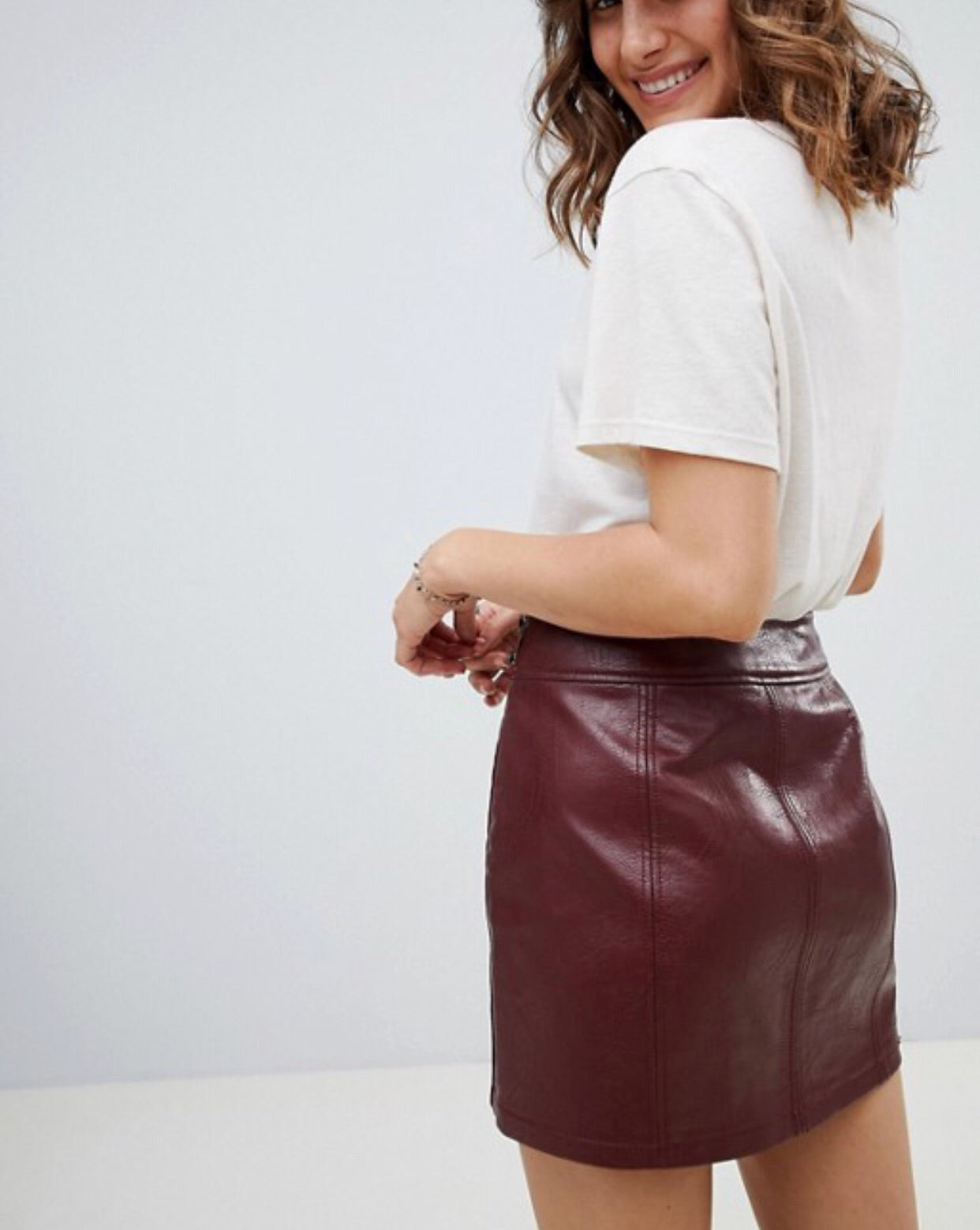 FREE PEOPLE! Vegan Leather RETRO Body Con Skirt