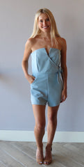 SOCIETY Cutout Strapless SideTie Knit Romper