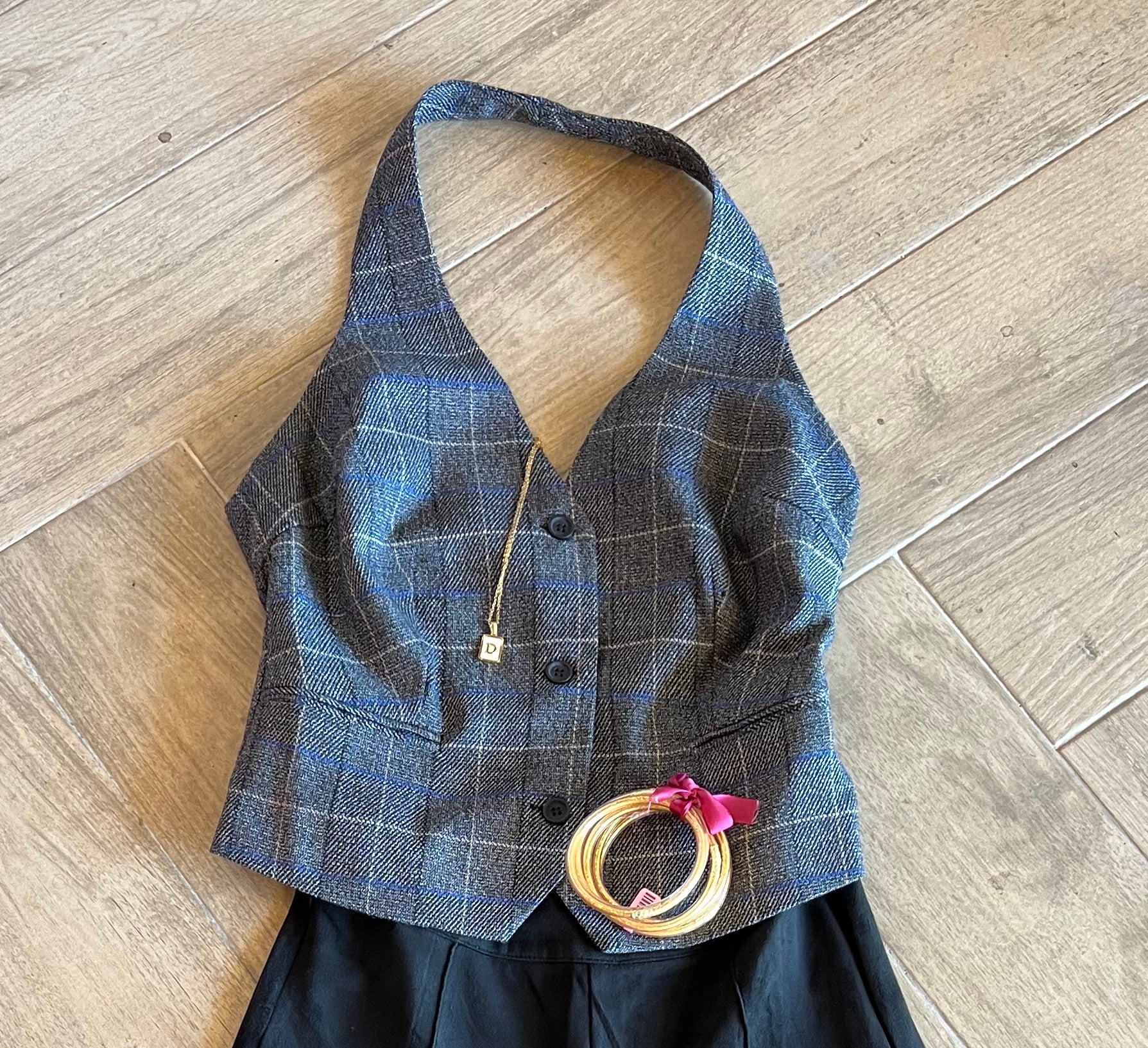 BOBI BLACK Plaid STUDIOUS Vest