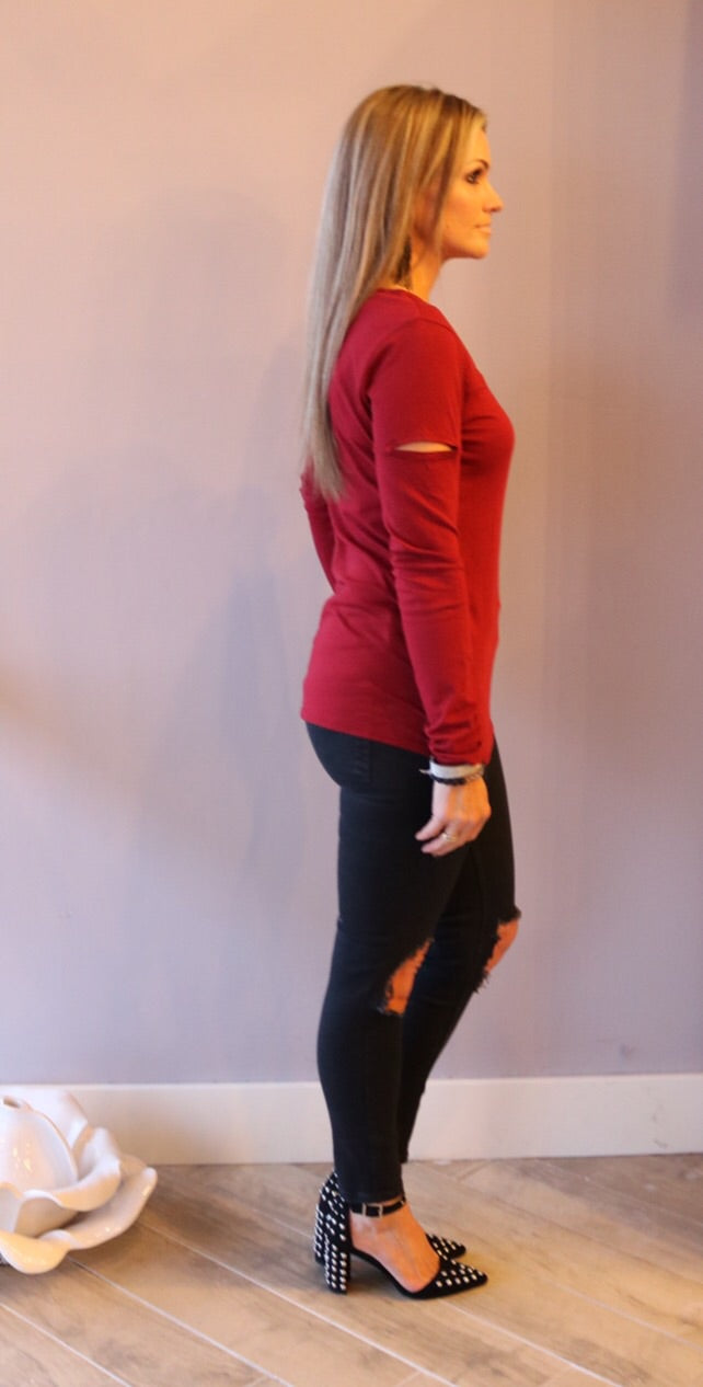 BOBI Lightweight Jersey FORBIDDEN SlitNeck/Sleeve Top