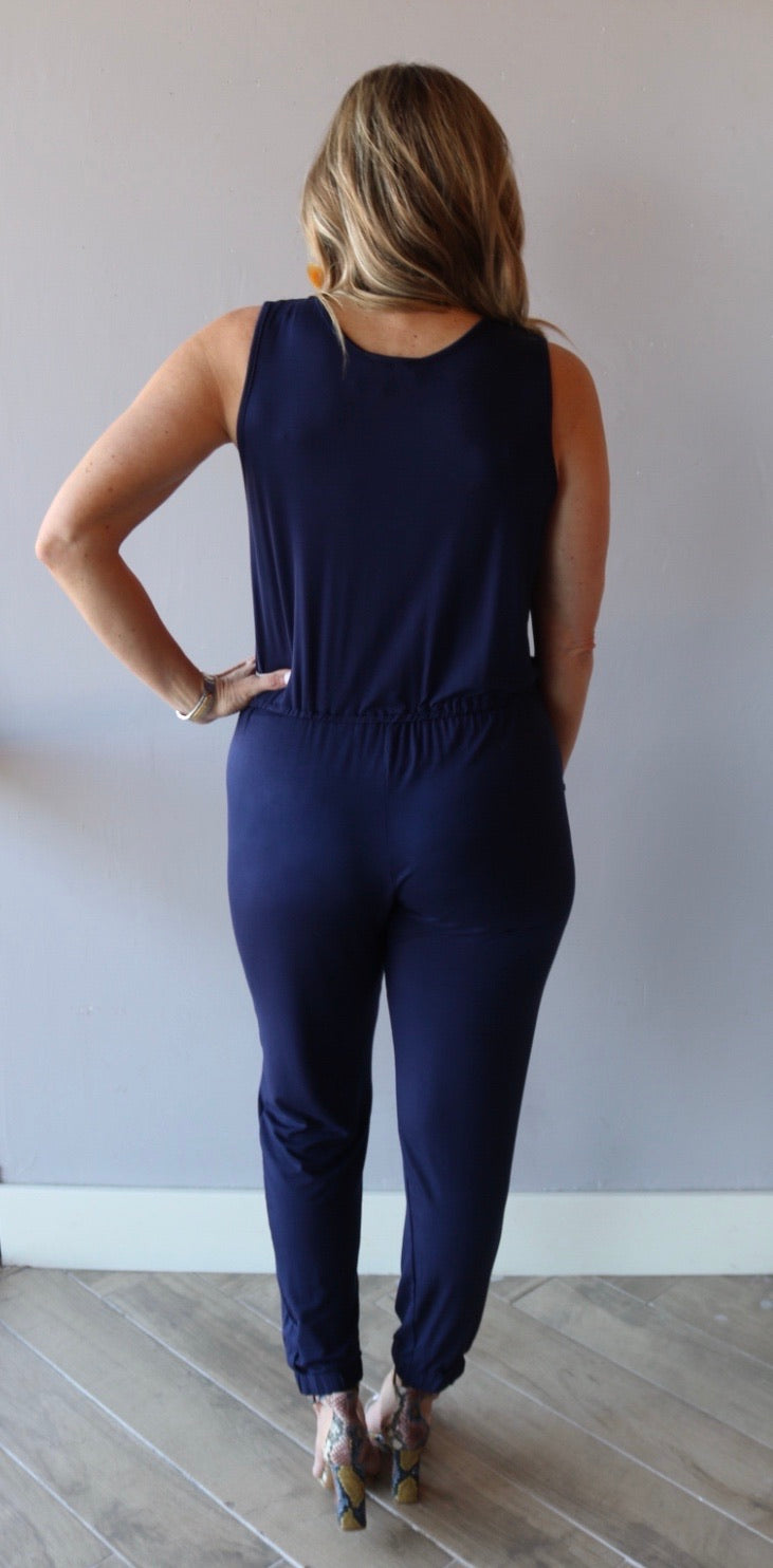 Eesome CRAZED V-Neck Jogger Pant Jersey Jumpsuit