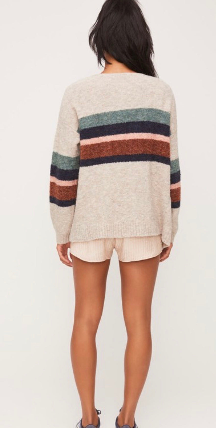 SACRED MidStripe BrushKnit Cardigan Sweater Top