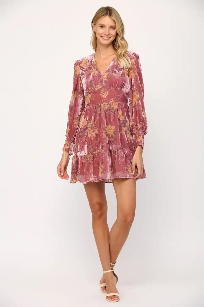 FACADE Burnout Velvet Empire Dress