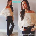 MARVELOUS FoldOver WaistCrop Fringe Sweater Top