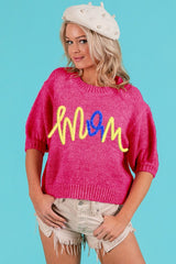 BIBI MOM Tinsel Short Puff~Sleeve Sweater